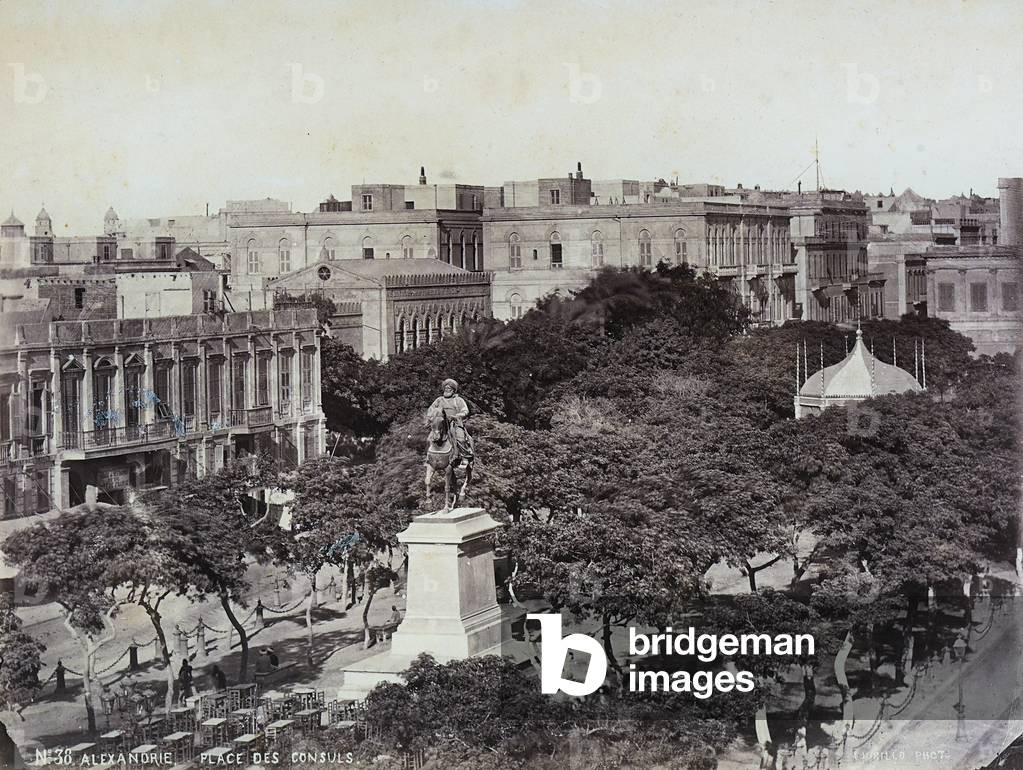 The Square of the Consuls in Alexandria in Egypt with the Monument to Mohammed Ali