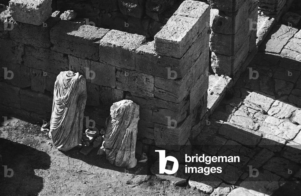 Remains of statues in the archaeological site, Leptis Magna