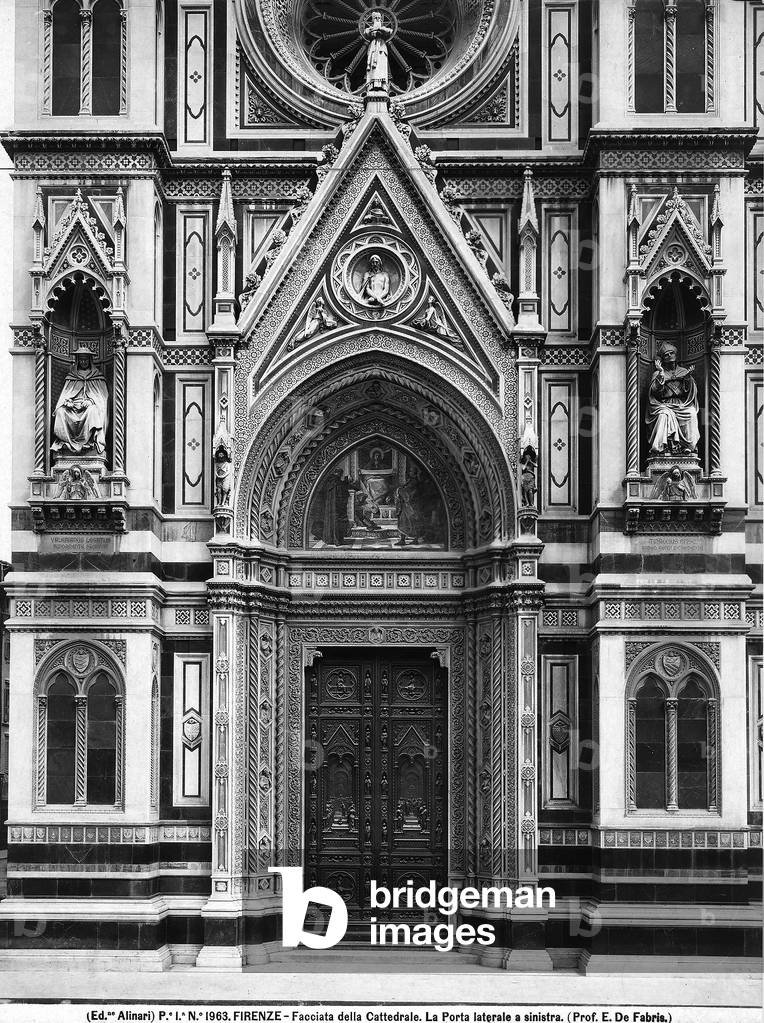 Left side door in the façade of the Cathedral of Santa Maria del Fiore, Florence