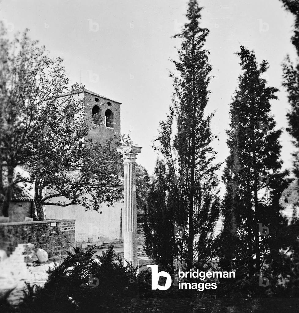 Garden with Column and Bell Tower of San Giusto Church, Trieste