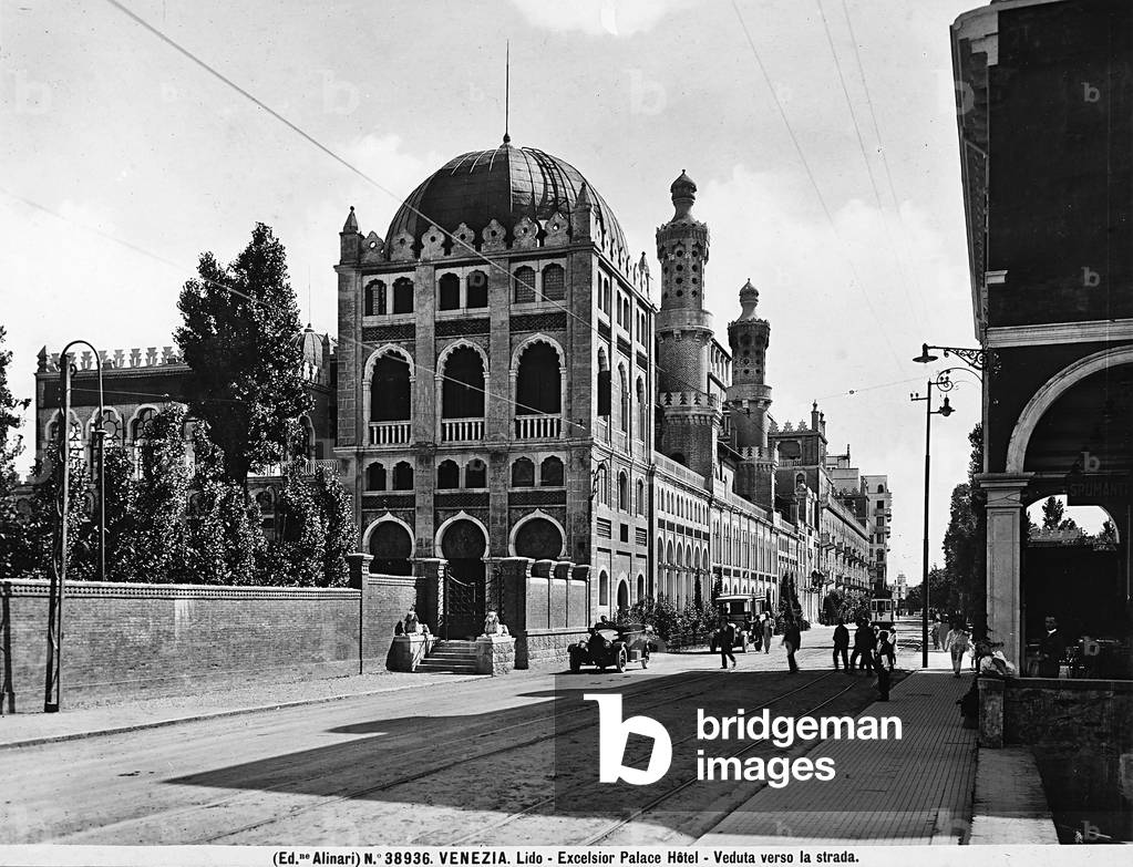 The Excelsior Palace Hotel at the Lido of Venice, seen from the street