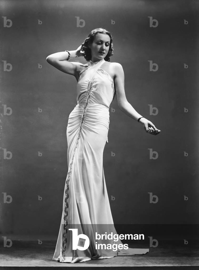 A model wearing an evening gown