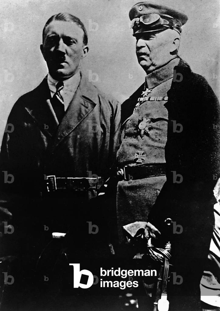 Portrait of Adolf Hitler with General Erich Ludendorff (b/w photo)