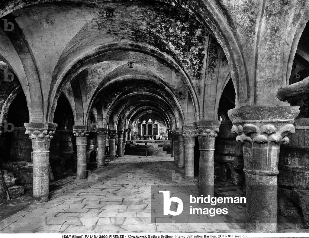 Interior of the ancient Basilica of Badia at Settimo.