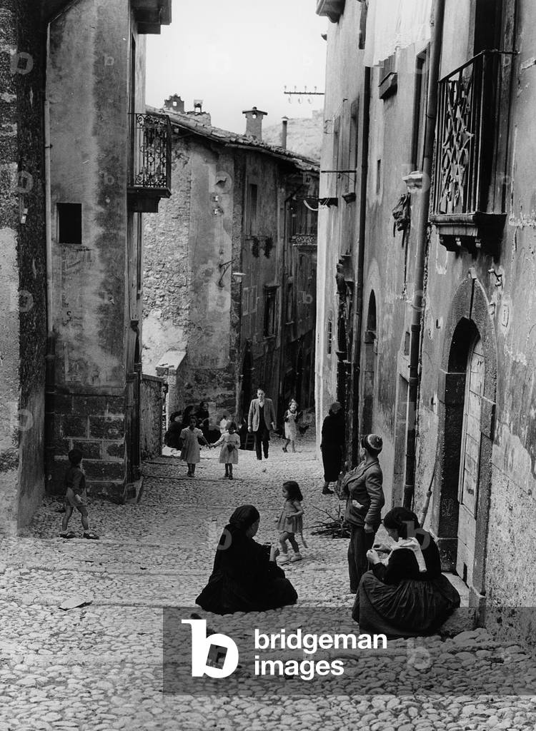 Traditional costumes in a street of Scanno, Abruzzo