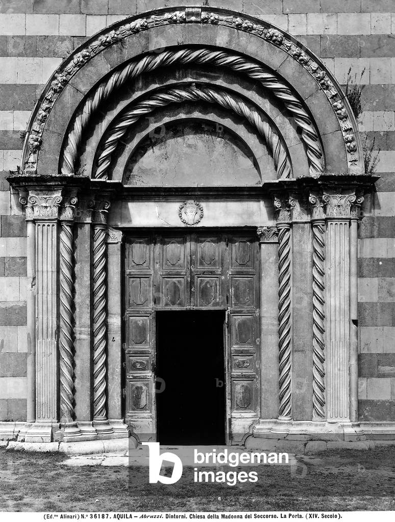 Portal with frescoed lunette, work conserved in the Church of Madonna del Soccorso, near L'Aquila