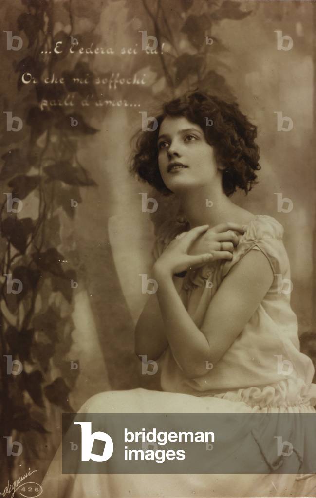 Portrait of a young woman, postcard