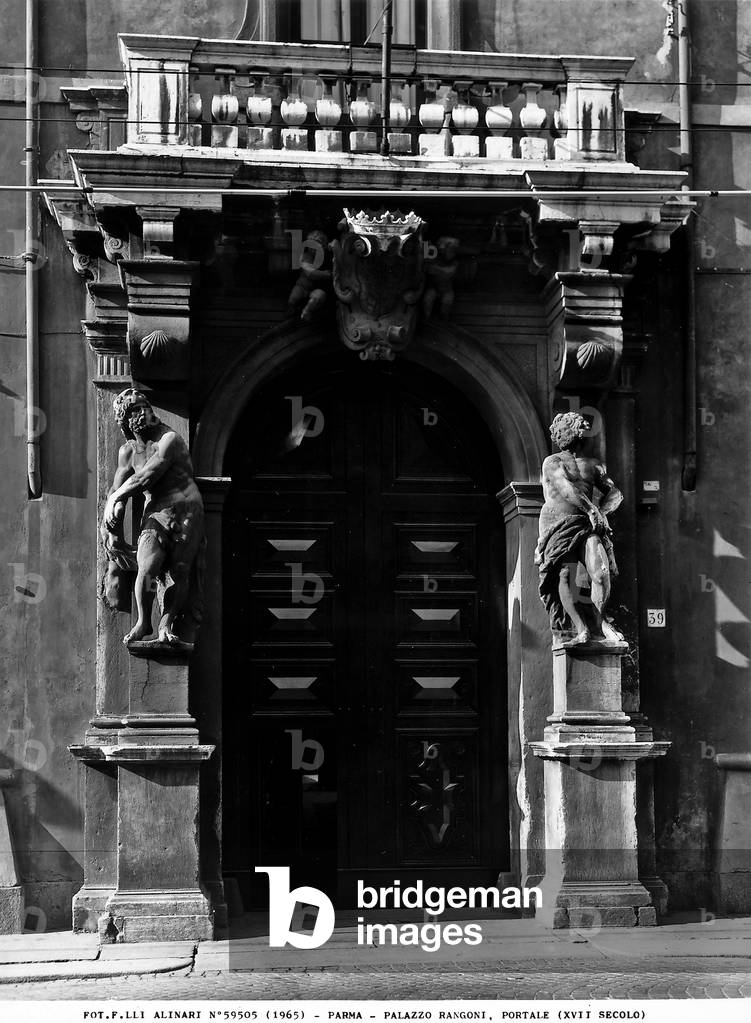 The seventeenth century portal of Palazzo Rangoni, office of the Prefecture of Parma.