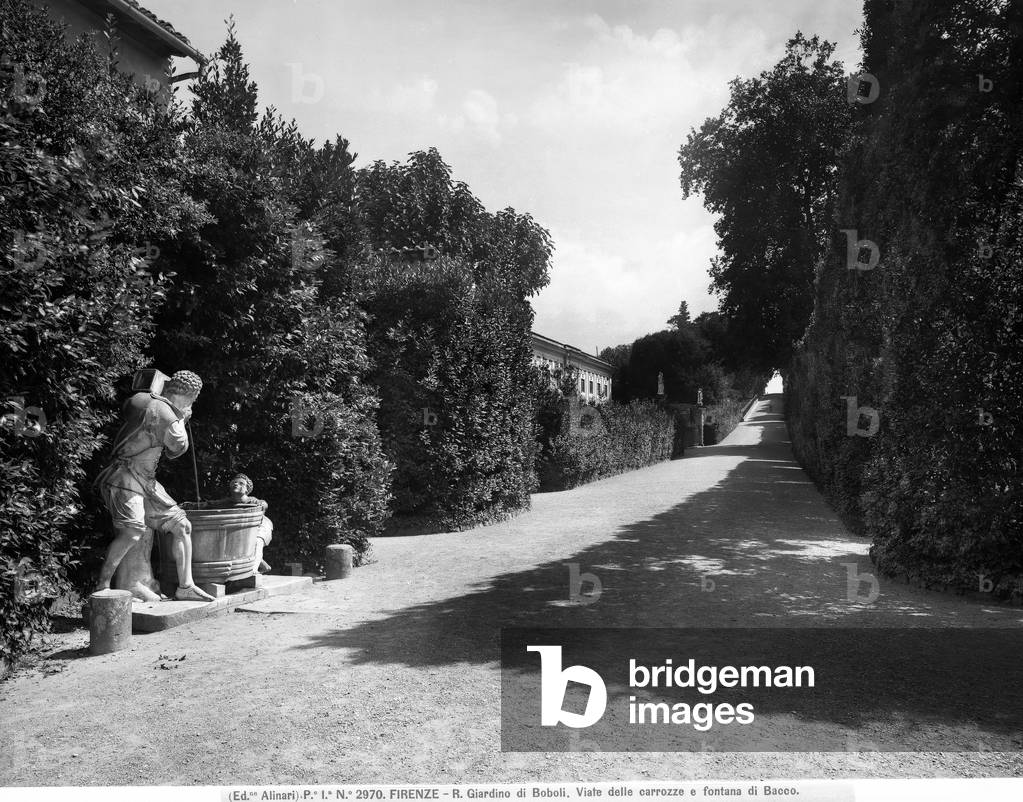 The boulevard of carriages with the fountain of Bacchus on the left, Boboli Gardens, Florence