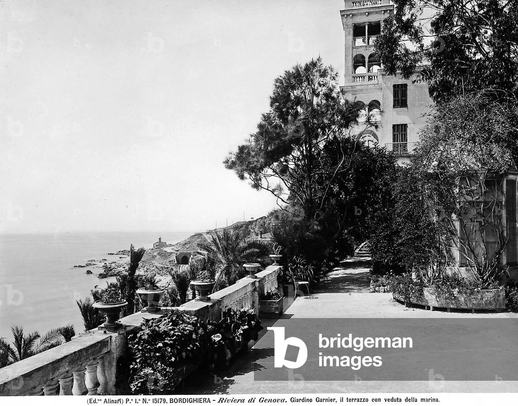 Terrace of the Garnier garden, with view on the sea, in Bordighera