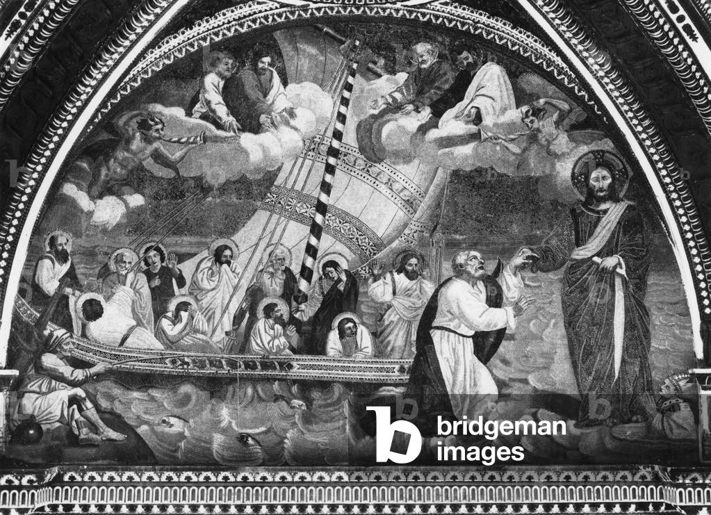 The Navicella of St. Peter (mosaic) (b/w photo)