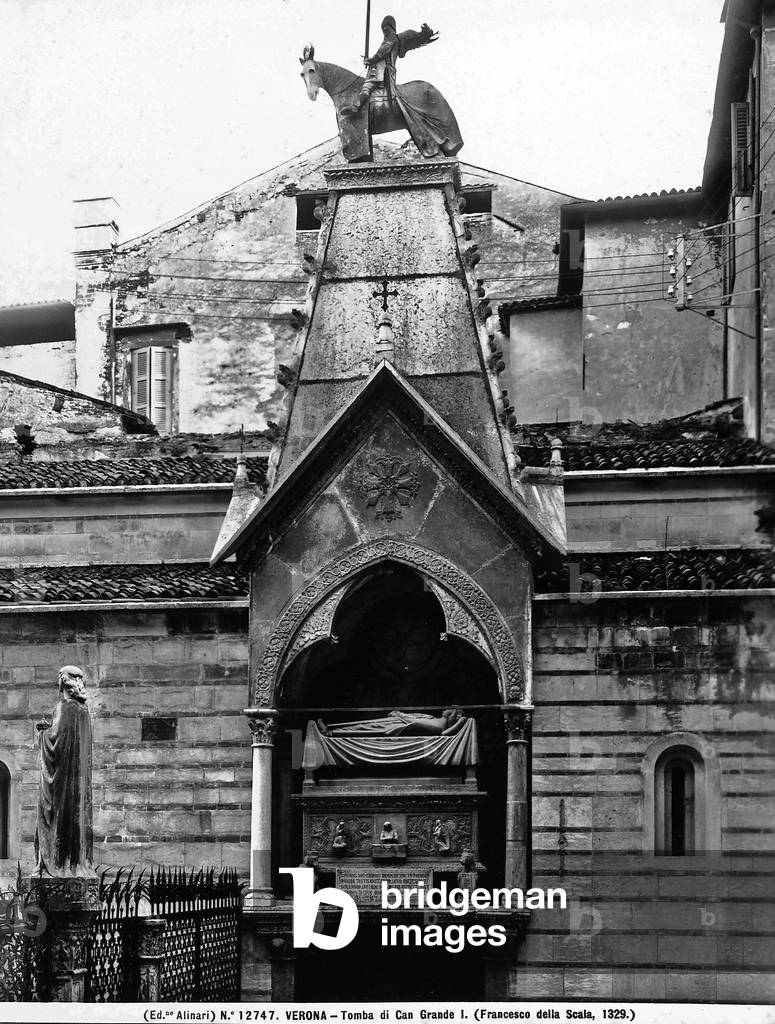View of the Tomb of Cangrande I adjacent to the Church of S. Maria Antica.