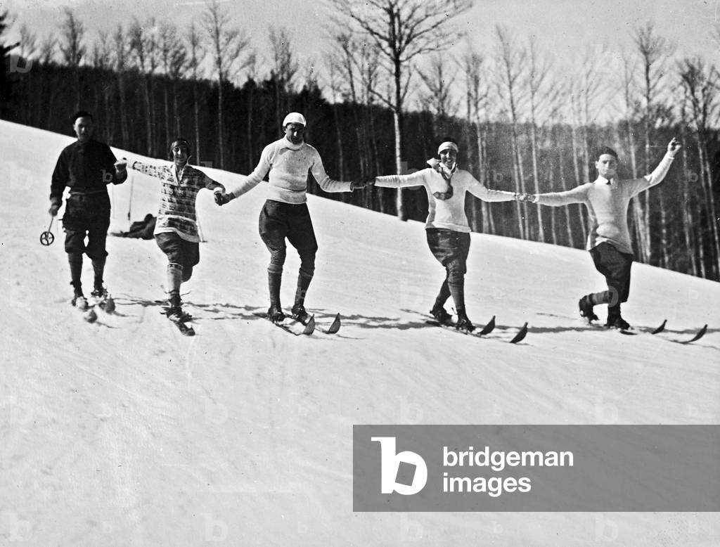 Group of boys photographed while skiing at Abetone