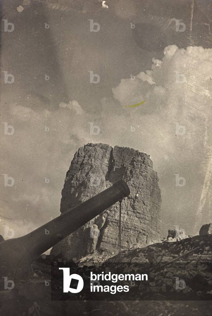 World War I: gun pointed (b/w photo)