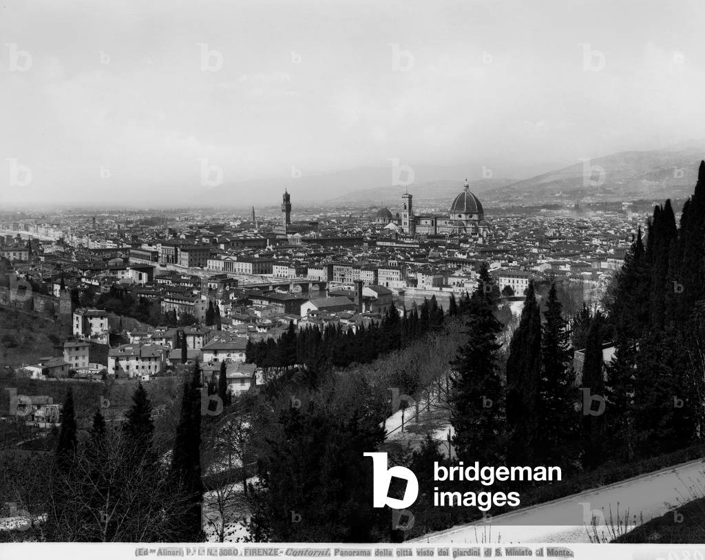 View of Florence, cityscape views from the gardens of San Miniato al Monte