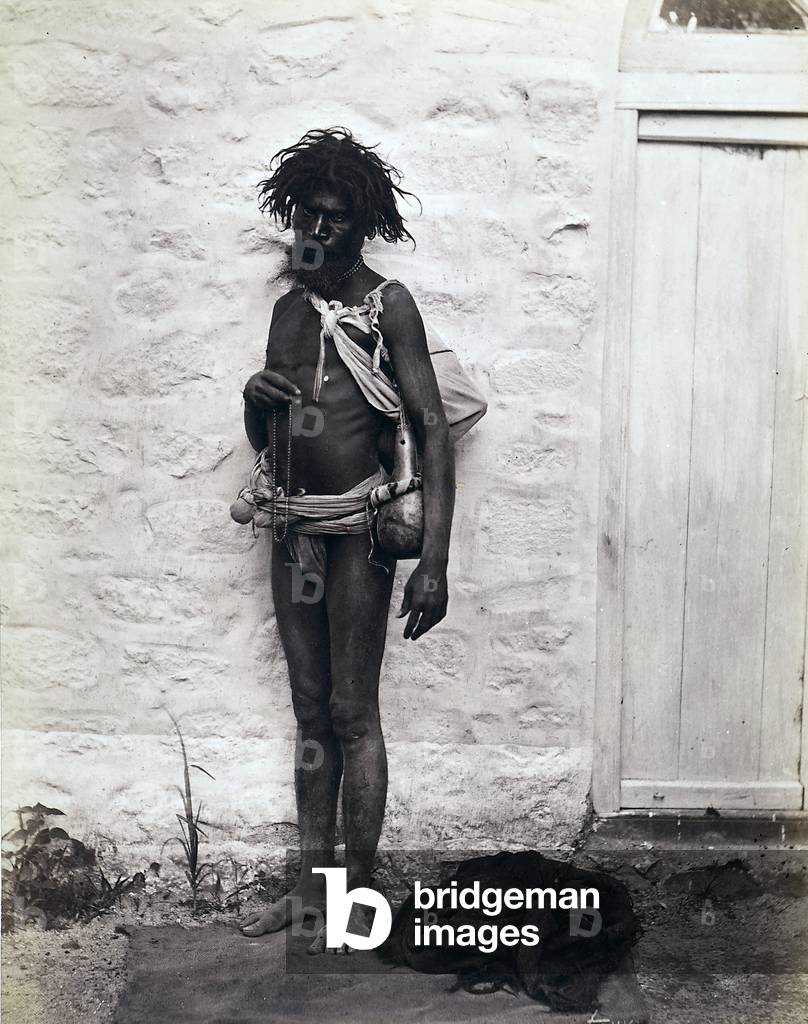 A homeless fakir or sacerdote, Bombay, India, 1880 (print on double-weight paper)