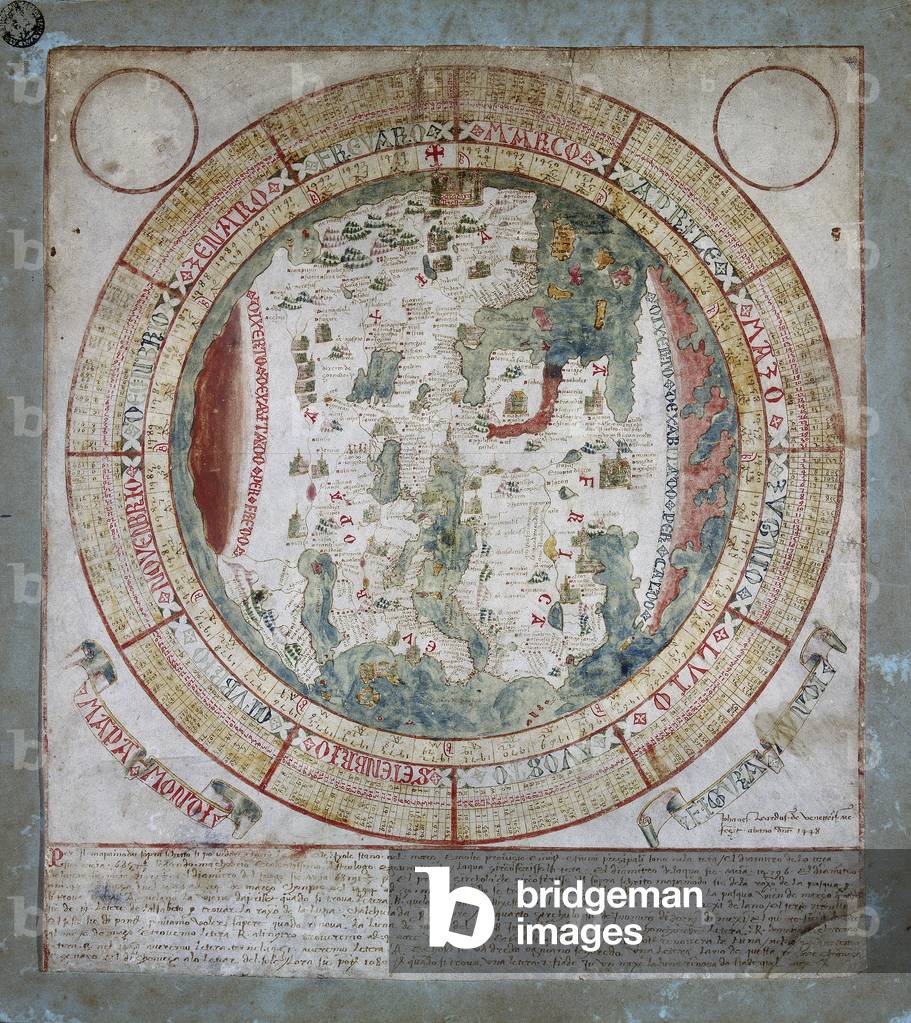 World map, illumination by Giovanni Leardo, Biblioteca Civica Bertoliana, Vicenza