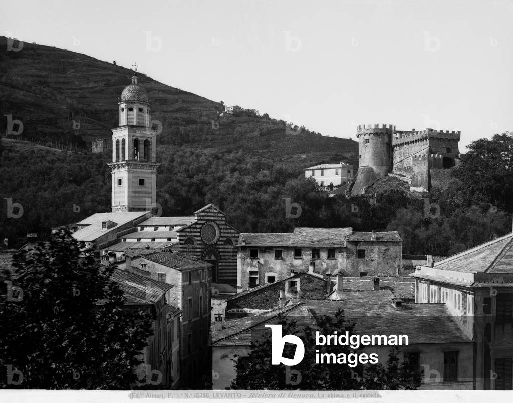 View of the castle and the church in Levanto