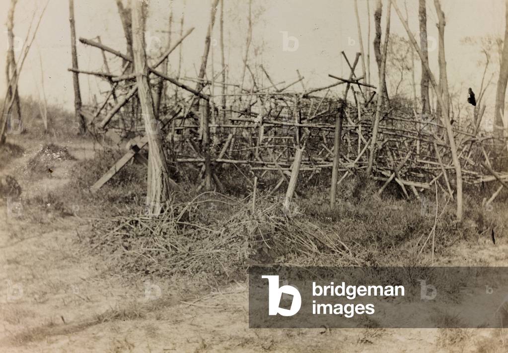 Album of the First World War in Friuli-Venezia Giulia: defensive obstacle (cavalli di Frisia), 05/1916 (b/w photo)