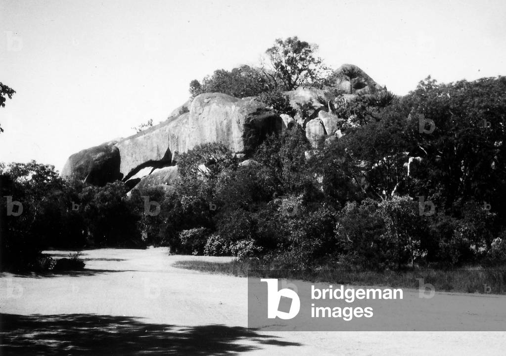 Rocky outcrops of the Matopo Mountains in Bulawayo in Rhodesia, the present Zimbabwe