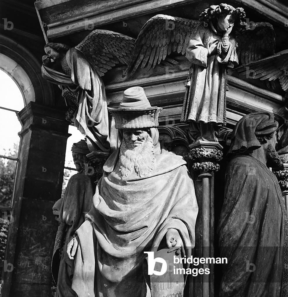 Statue of Moses, by Clause Sluter, for the Well of Moses, located in the cloister of the Charterhouse of Champmol
