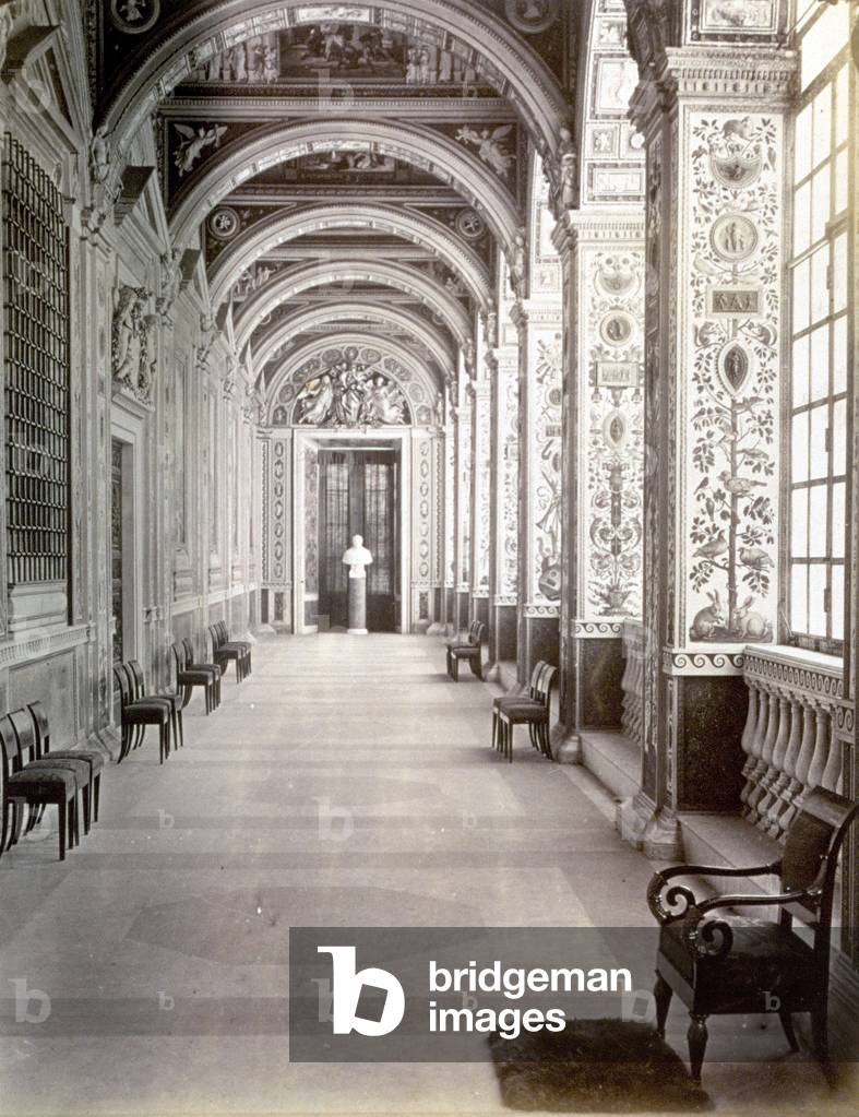 The Loggia of Raphael, Vatican Palace, Vatican City (b/w photo)