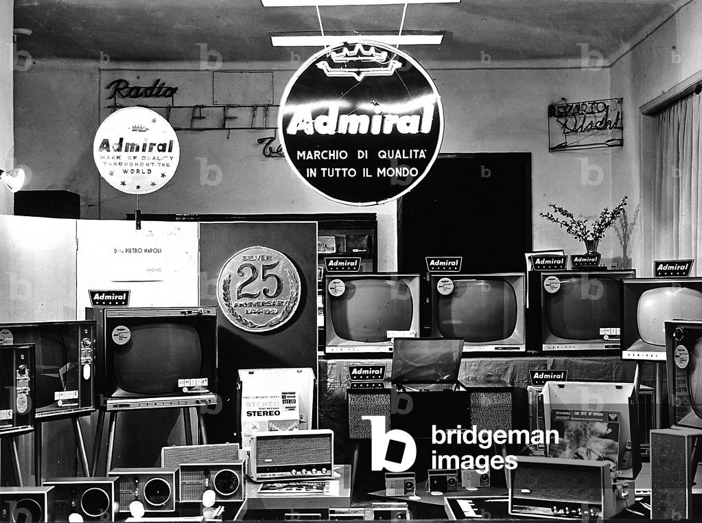 Exhibition of Admiral's brand elctrical household appliances by the stand of the firm Pietro Di Napoli, Leghorn