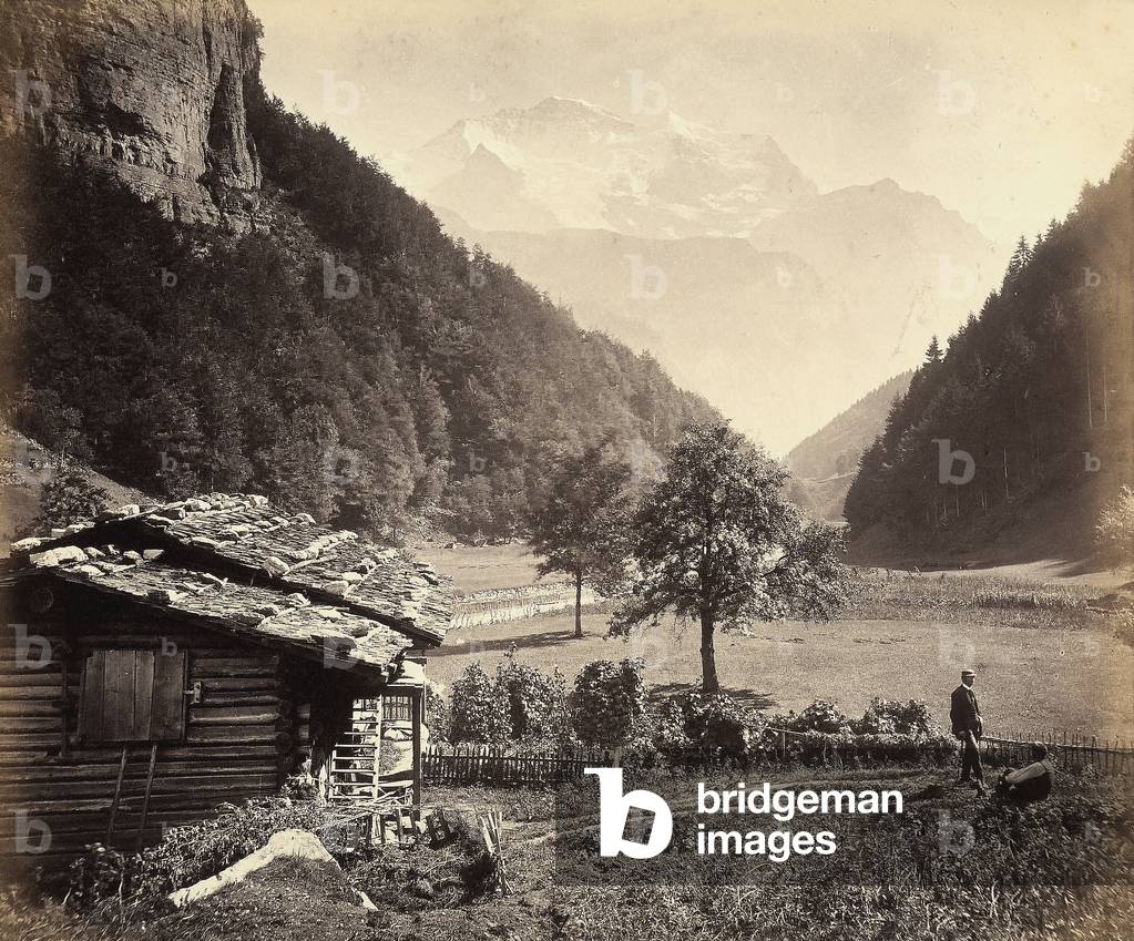 Mountains in Switzerland, c.1885-90 (b/w photo)