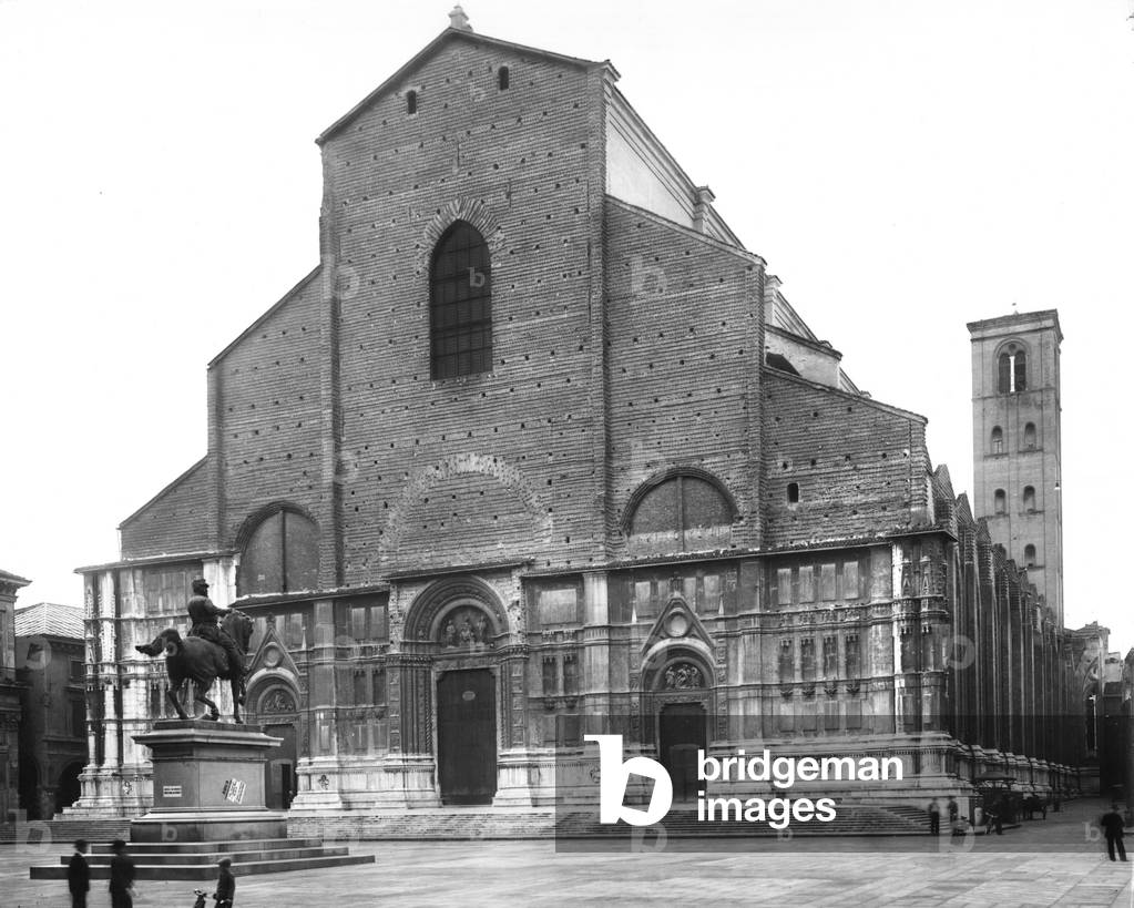 View of the church facade (b/w photo)