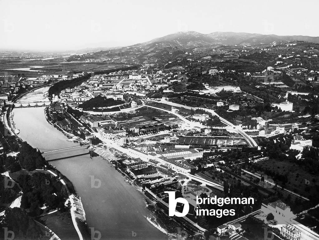 Panorama of the hill of Turin and the river Po, 1915-1920 c. (b/w photo)