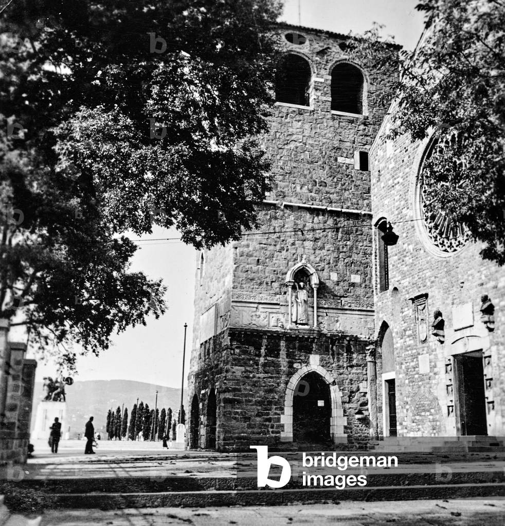 Bell tower and facade of the church of San Giusto, Trieste