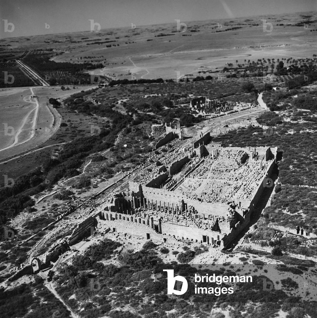 Aerial view of the archaeological site, Leptis Magna