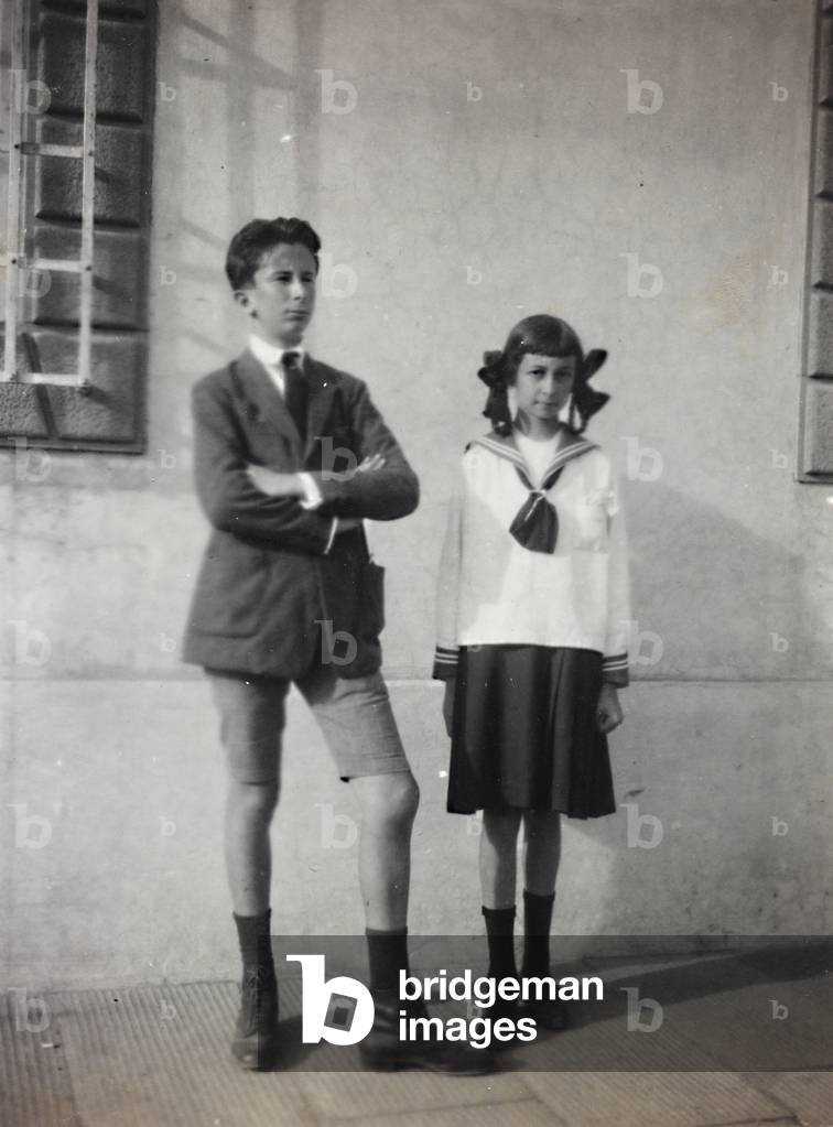 A boy and a girl, members of the Torrigiani family, photographed at the Villa in Vico d'Elsa