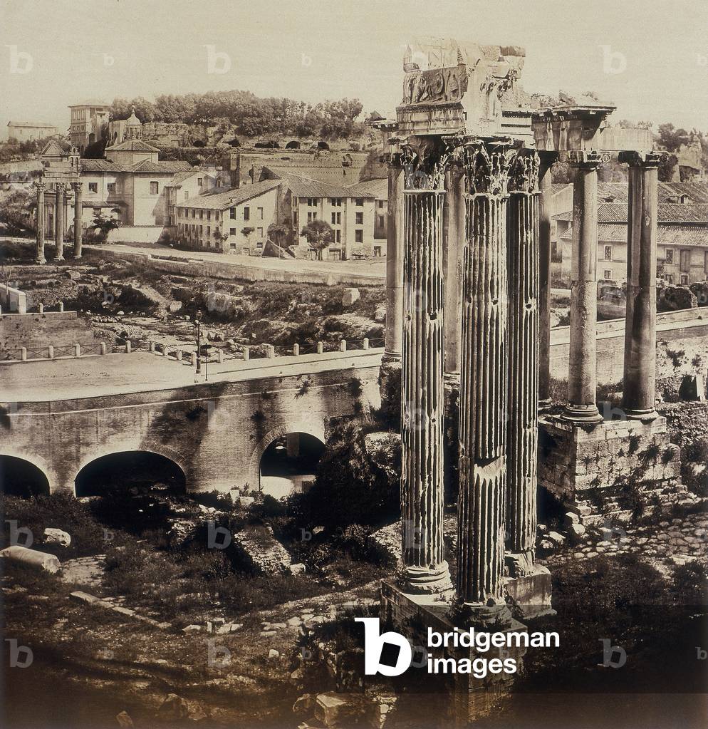 Photographic pictures of Rome: view of the Roman Forum from the Tabularium; the Palatine Hill is in the background