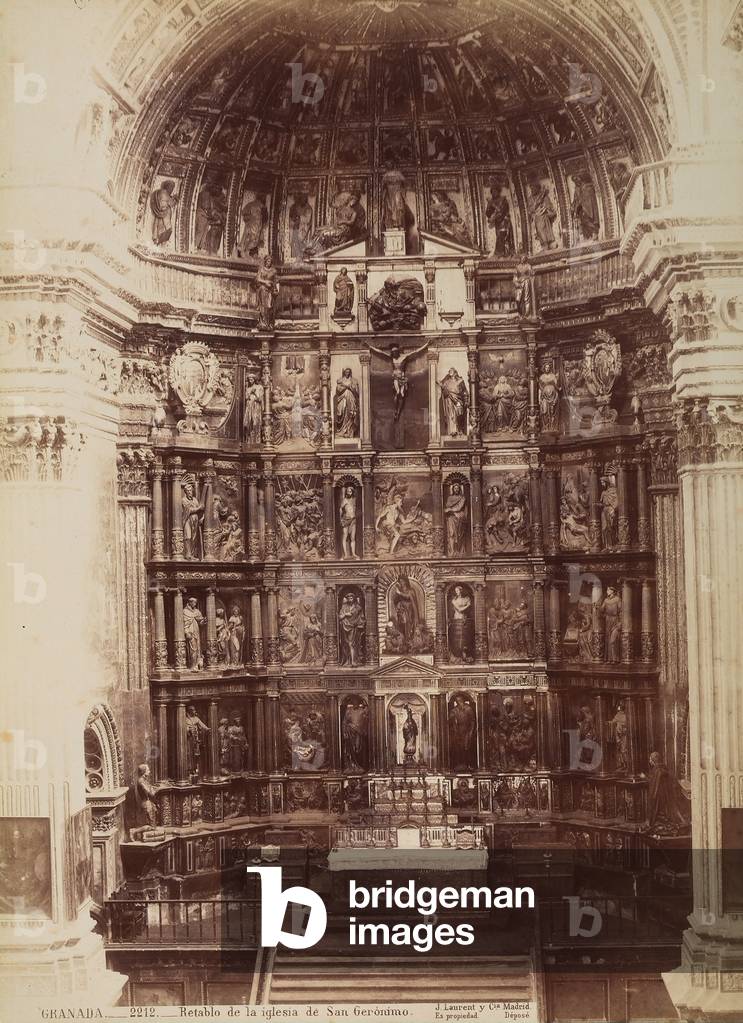 Retable of the church of San Jerònimo, 1570-1605, Granada, Spain, c.1880 (b/w photo)