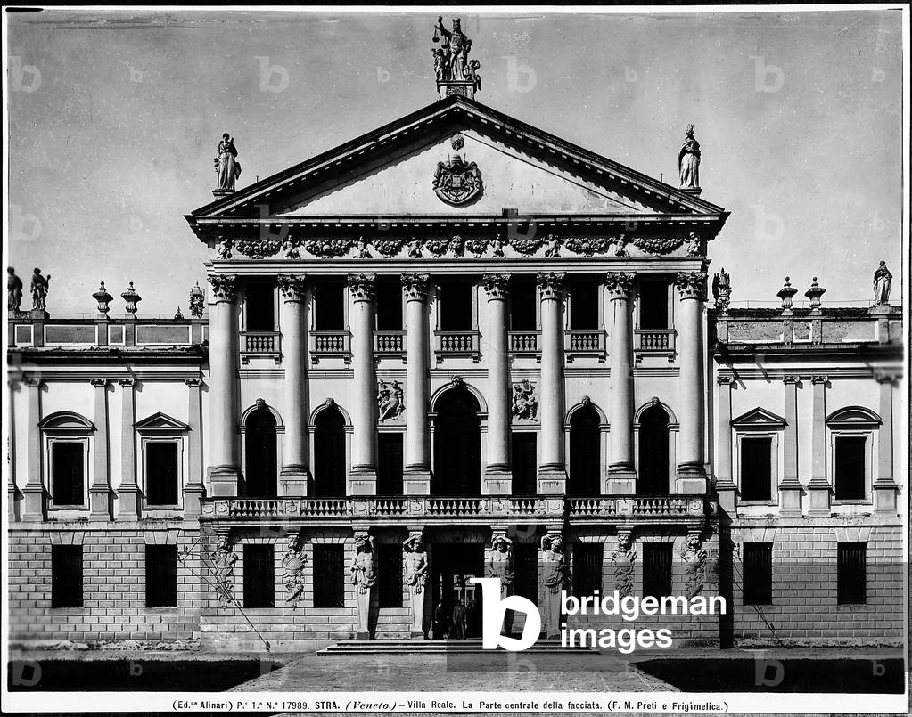 Central part of the façade of Villa Reale (Pisani or National), designed by Girolamo Frigimelica and Francesco Maria Preti. The villa is at Strà, province of Venice.