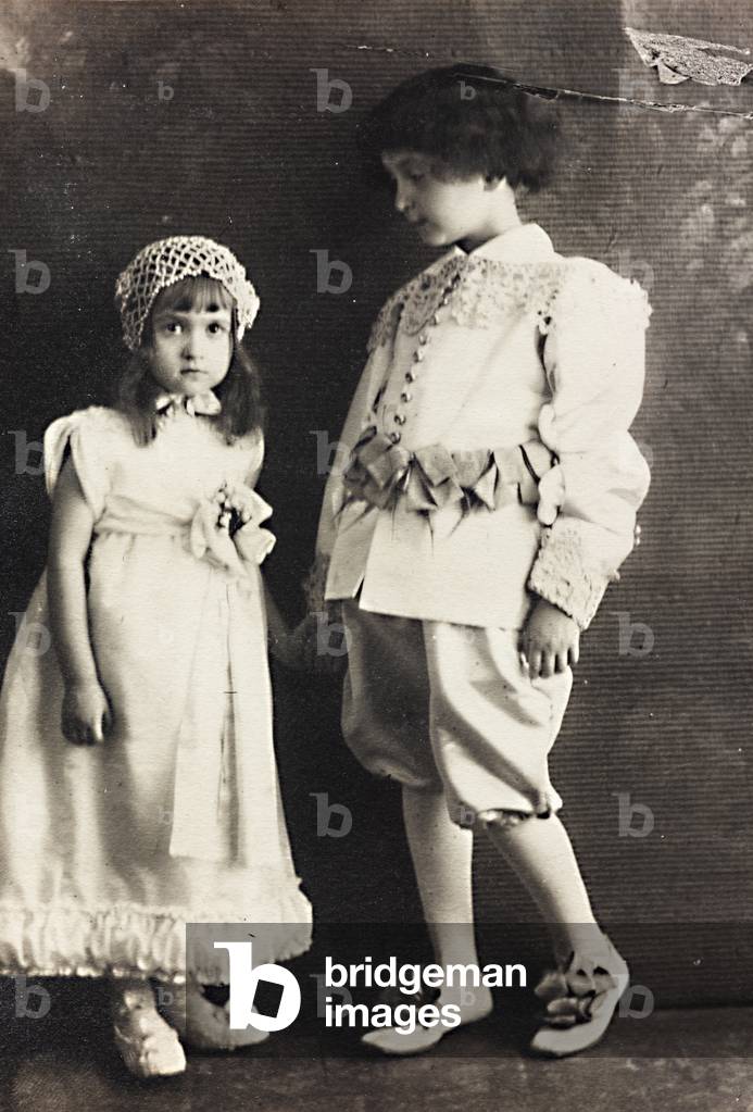 Portrait of two children, perhaps members of the Torrigiani family (b/w photo)