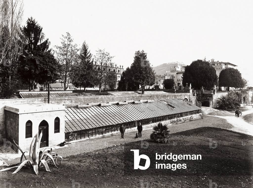 View of Villa Hagermann with its greenhouses and park