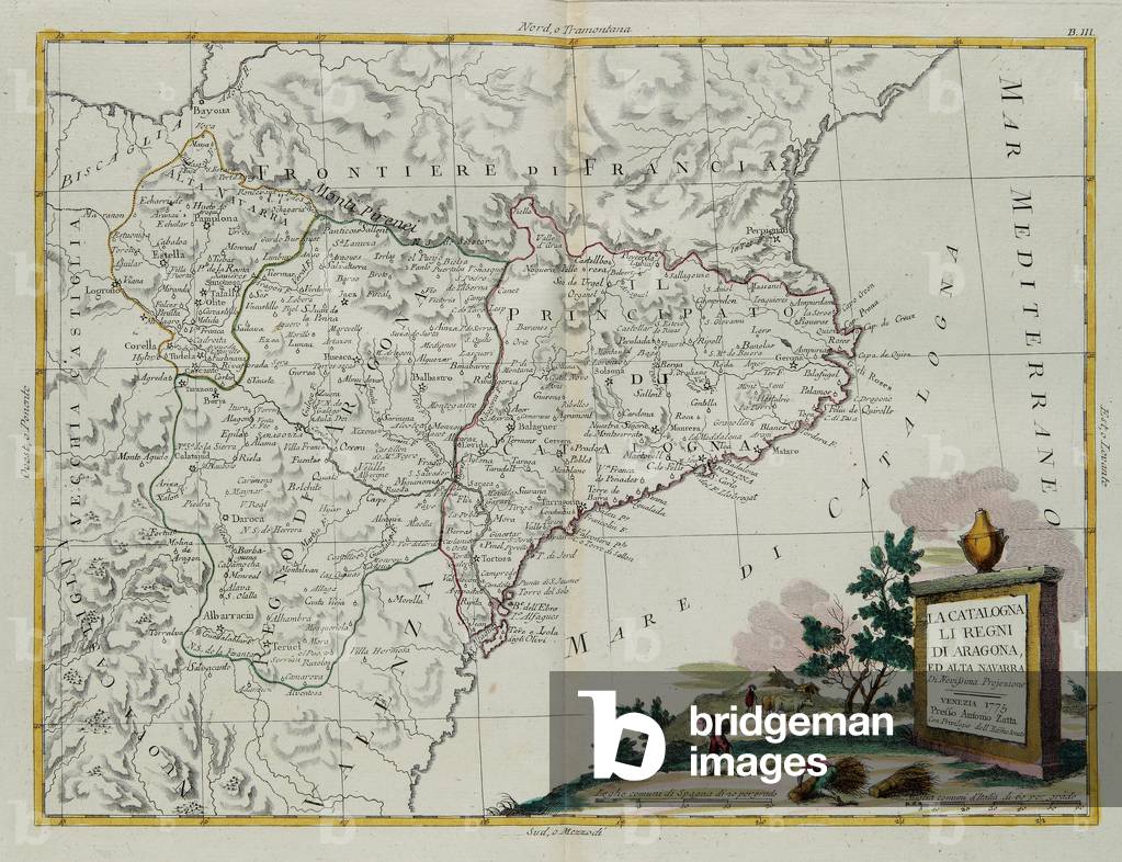Catalonia, the Kingdoms of Aragon and Alta Navarra, engraving by G. Zuliani taken from Tome I of the 