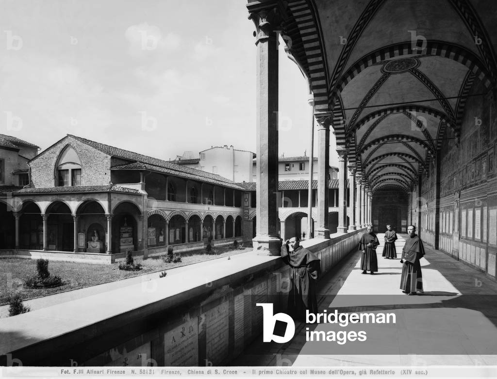 First Cloister of the Basilica of St. Croce with the Museum of The Opera of St. Croce, formerly Refectory, Florence