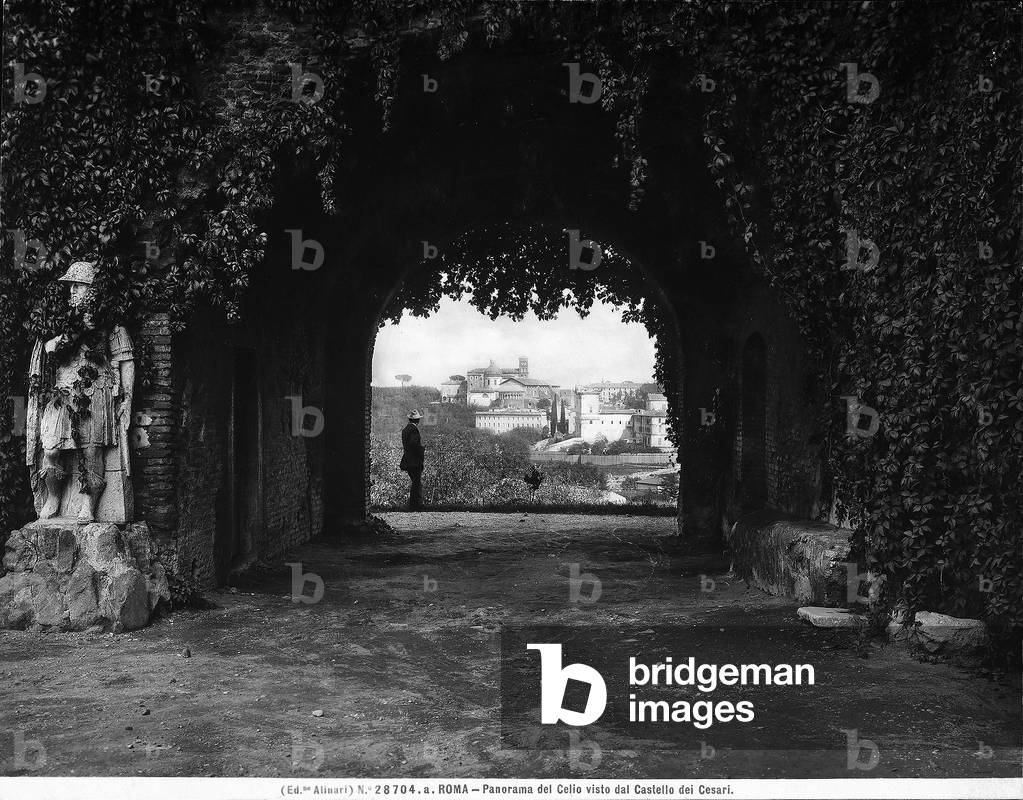 Panoramic view of the Caelian Hill and the Castle of the Caesars in Rome
