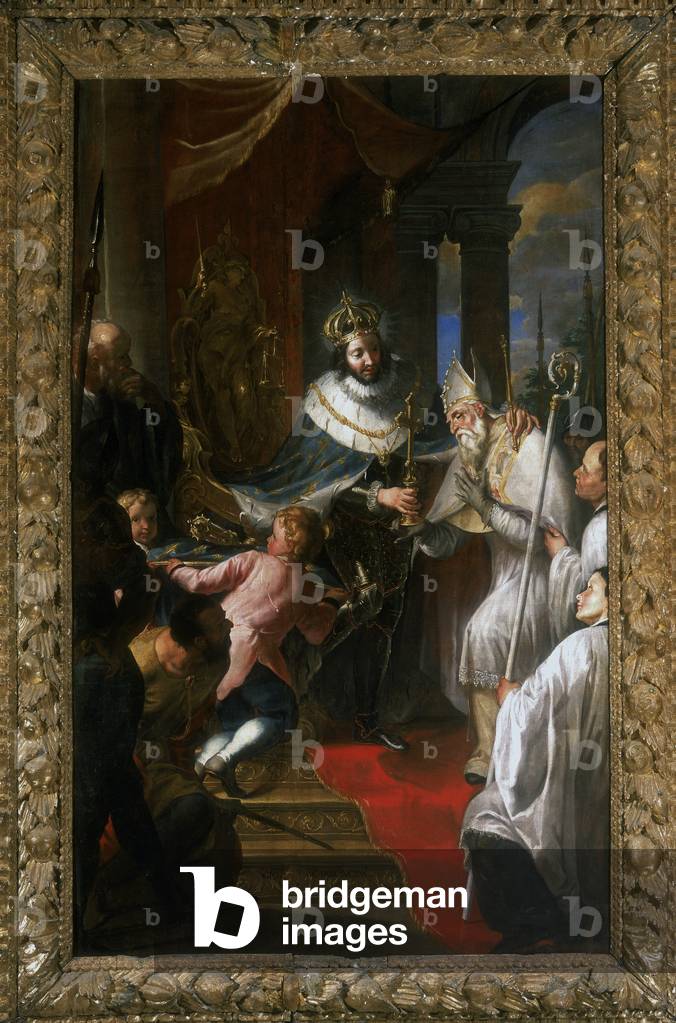 Saint Louis of France giving the Holy Thorn to Beato Bartholomew of Breganze
