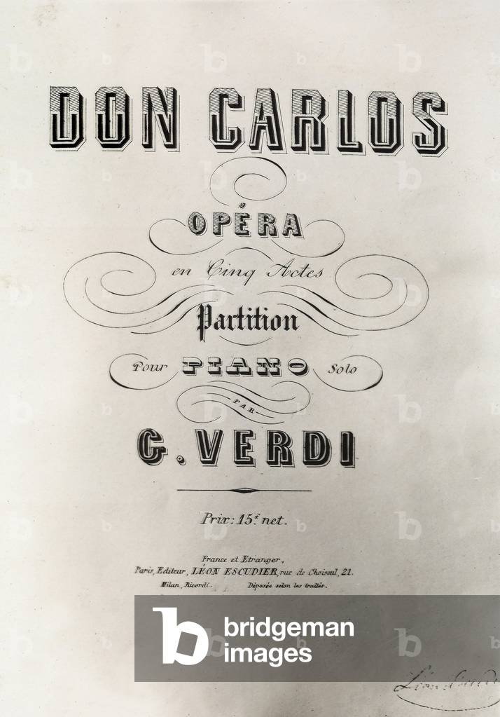 Title page of the score of 'Don Carlos', 1867 (litho)