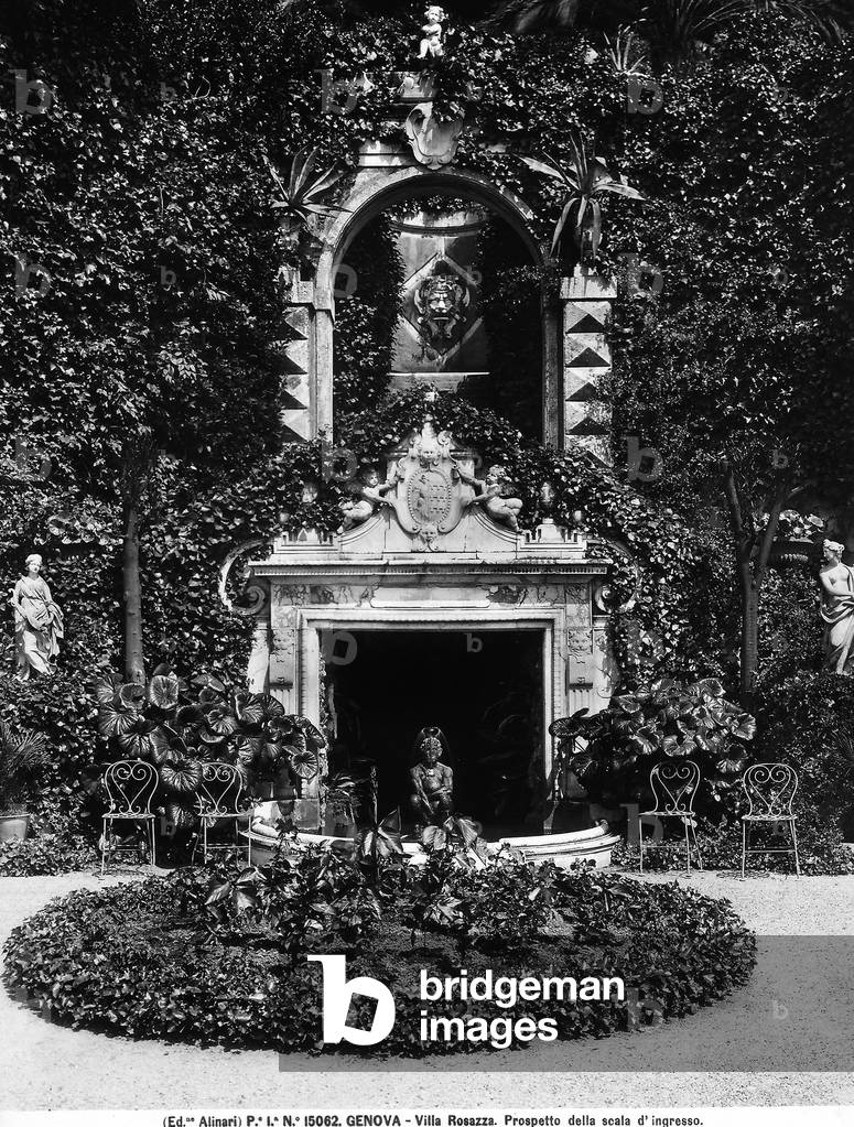 Detail of the garden down the entrance stairs to the Villa Rosazza of Genoa