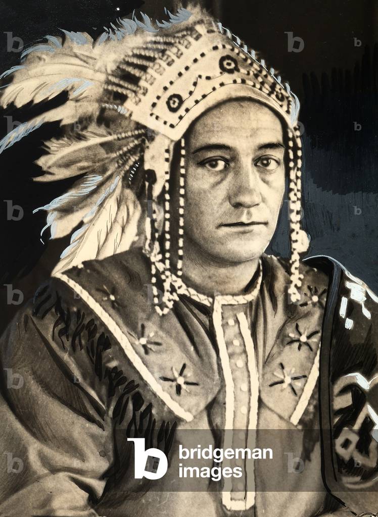 Portrait of Big Hawk, the white Falcon, chief of the Seneca Indian tribe,  1924 (print on double-weight paper)