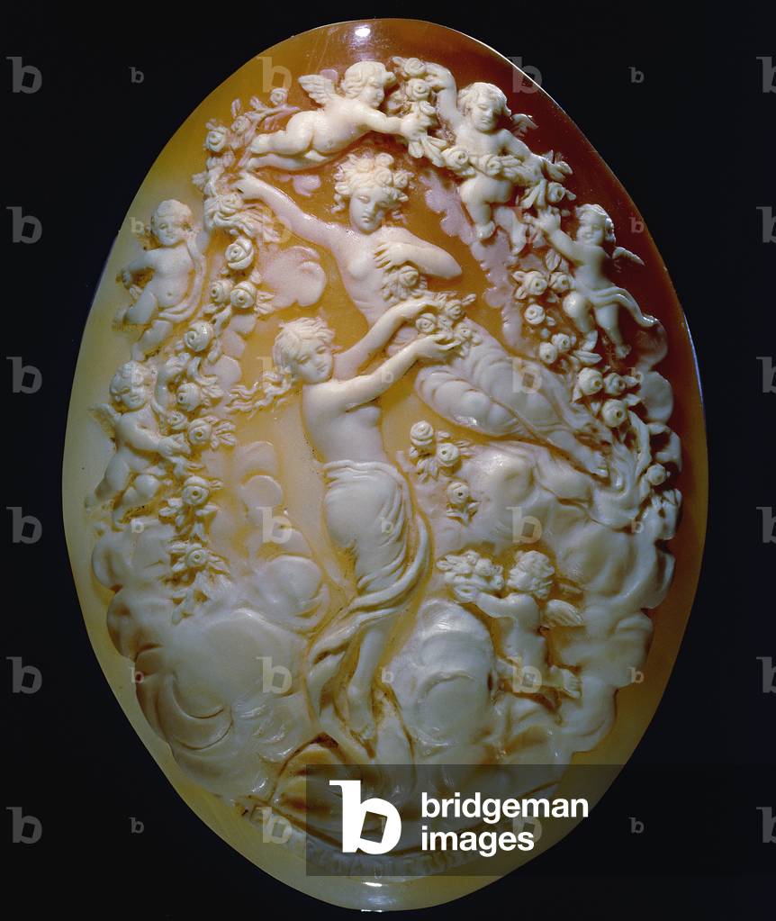 The entrance of spring; cameo in cornelian, kept in the Coral Museum of Ravello