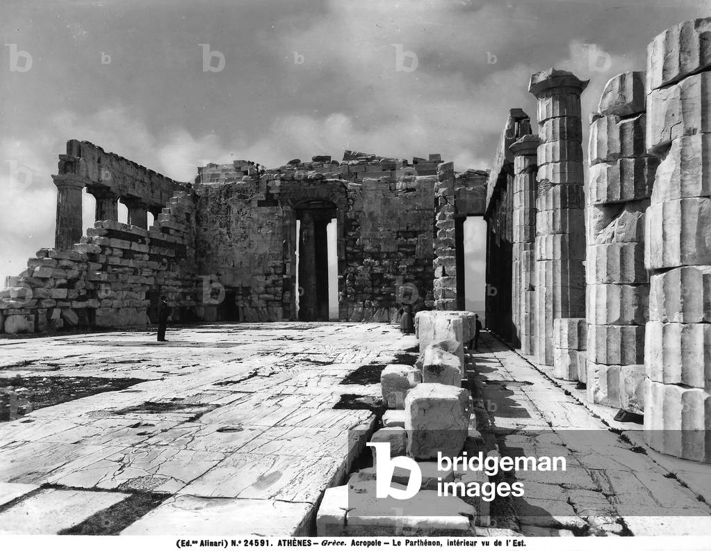 Interior view of the Parthenon, famous temple on top of the Acropolis of Athens.
