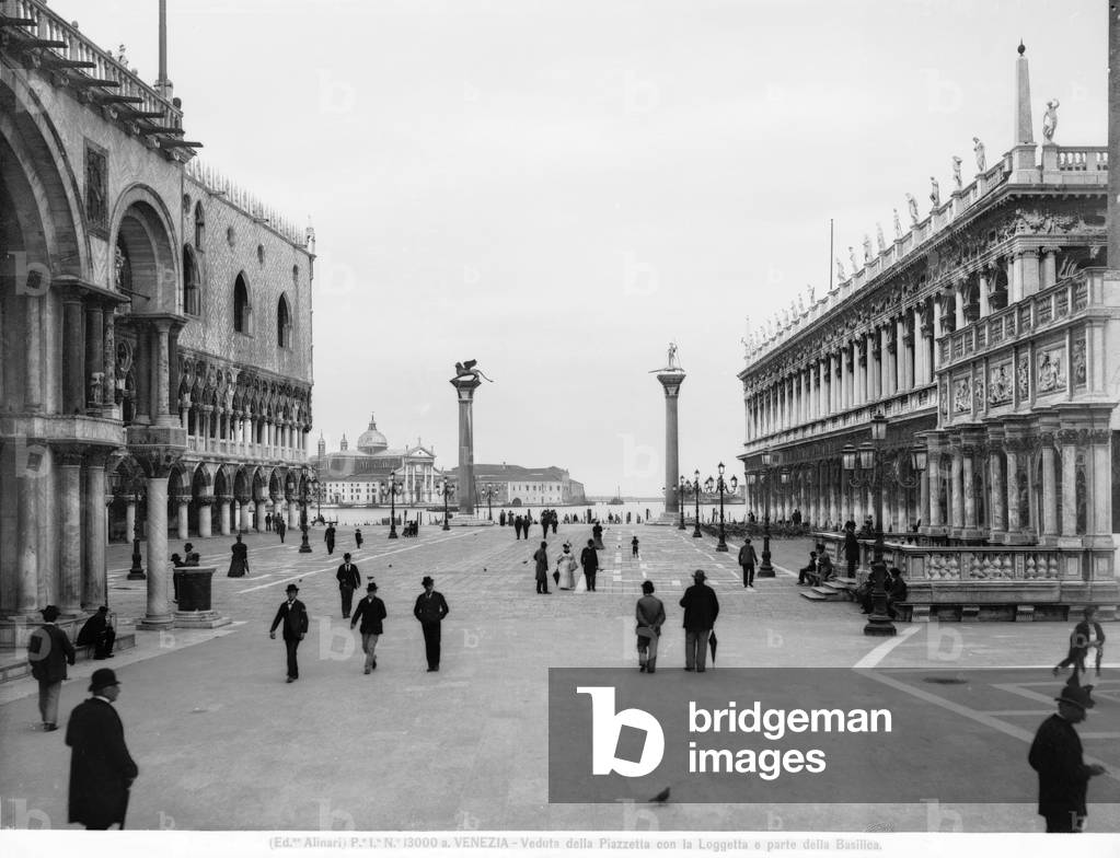 View of the Piazzetta with the Loggetta and part of St. Mark's Basilica, in Venice