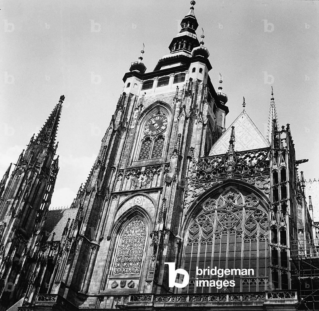Side and bell tower of the Cathedral of St. Vitus in Prague