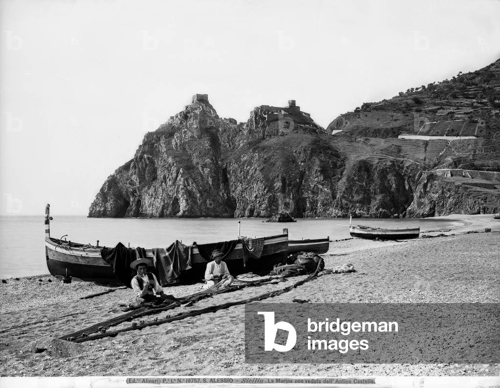 The seashore with a view of the ancient castle of Sant'Alessio